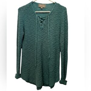 Victory for Her Sportswear Knit Pullover, Long Sleeve Tunic Length Sweater Teal